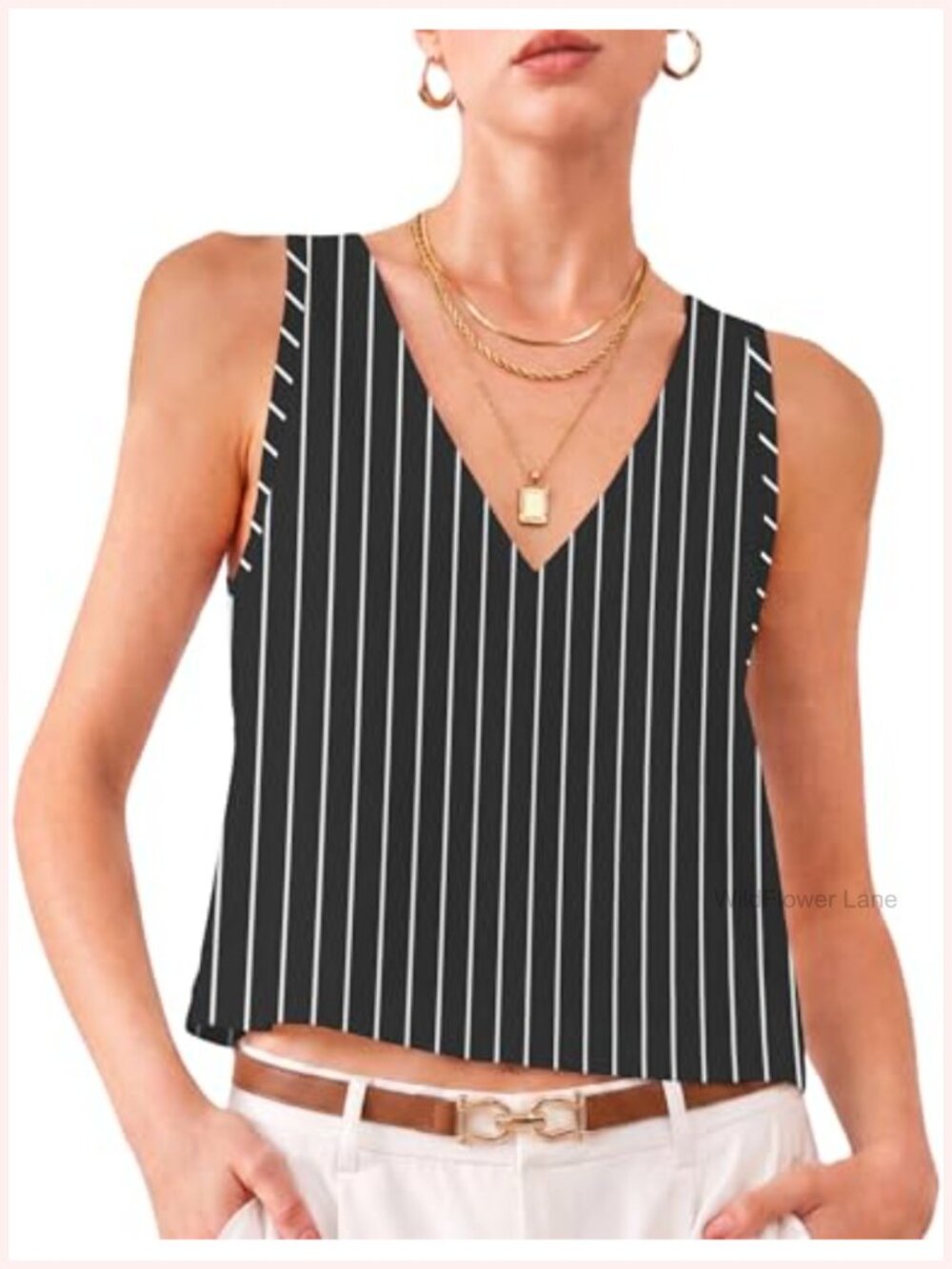 Linen Crop Tank Top for Women V-Neck Sleeveless Button Down Summer Vacation